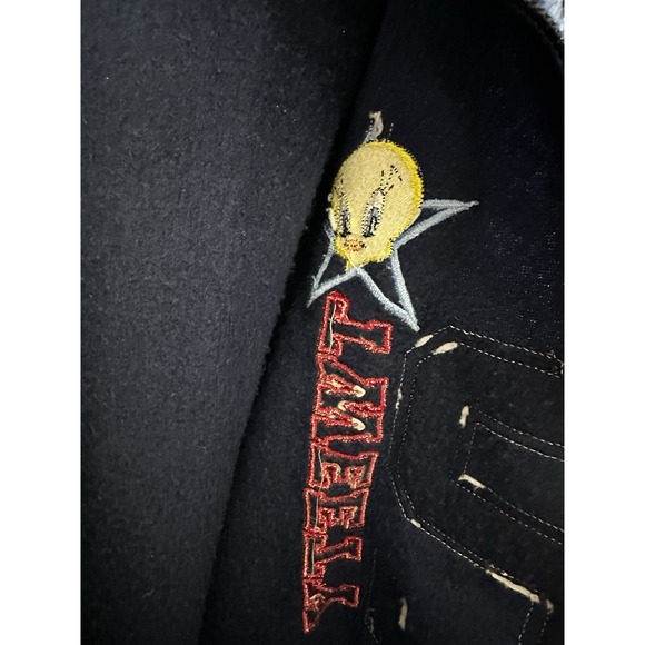 Vintage Womens Jacket Looney Tunes XL Blue Long Sleeve Zip Front Mock Neck 90s‎ - Picture 5 of 7